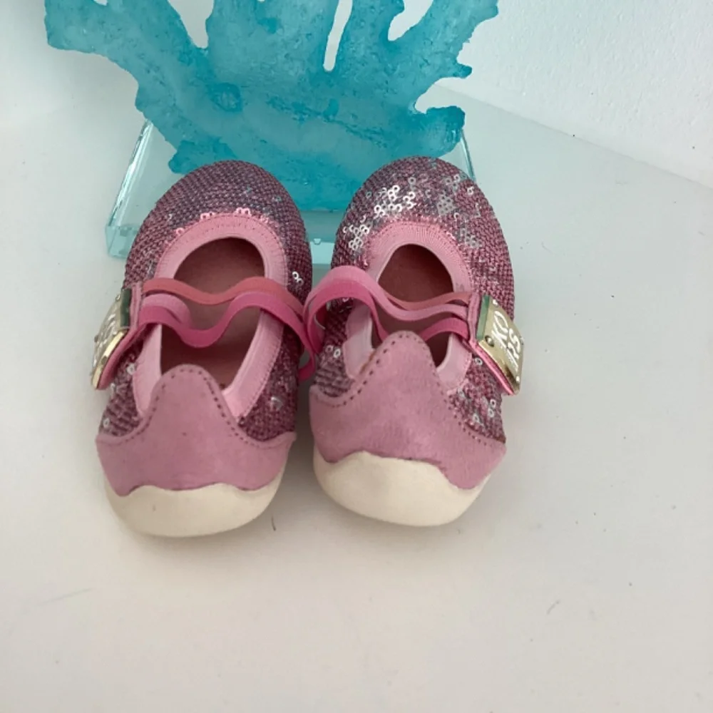REDUCED NEW TODDLER GIRL MICHAEL KORS PINK SEQUENCE EMBELLISHED FLATS SHOES SZ 9